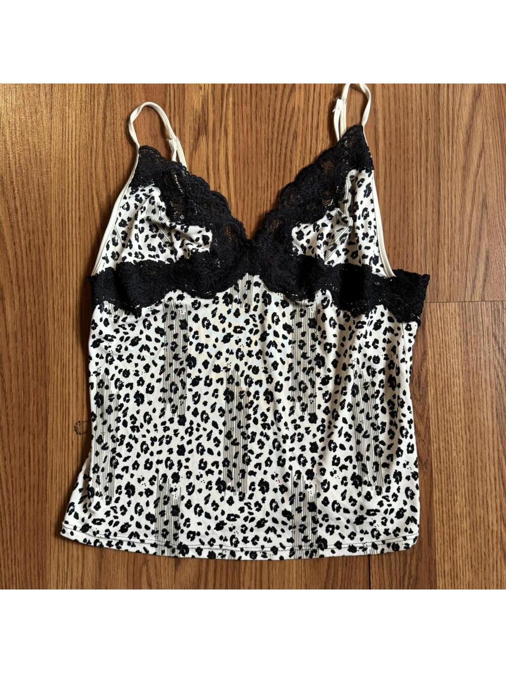 Recco Lingerie Black and white polka dot lingerie lace lounge tank